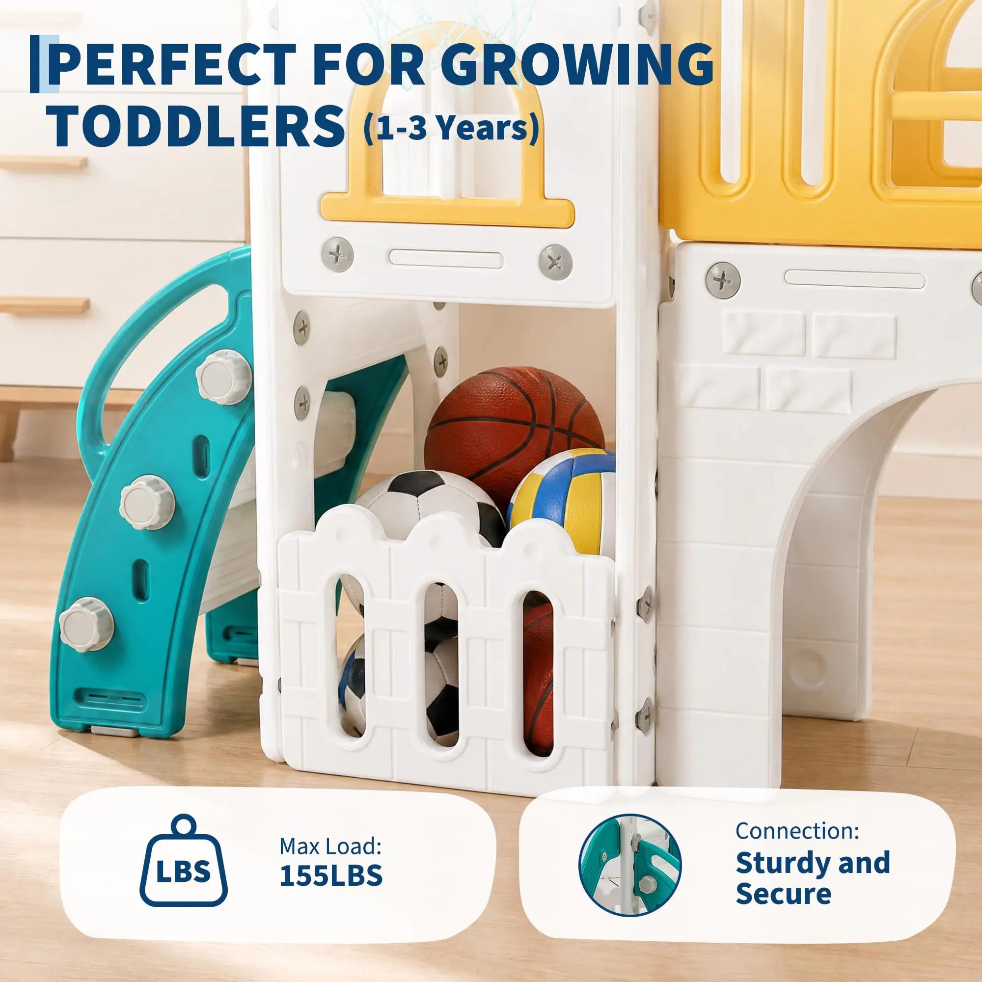 10-in-1 Double Toddler Slide Indoor Outdoor Playset, Freestanding Dual Kids Climber With 65in Slide For Backyard Playroom Ages 1-3