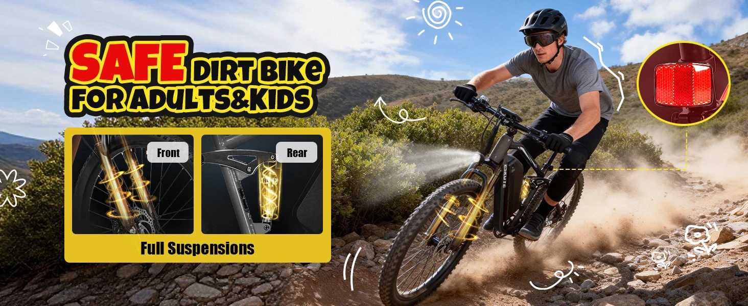 ESKUTE M200F Electric Bike for Adults – 27.5 inch Tire Mountain E-Bike, Brushless Motor, 48V 20.8Ah Removable Battery, Up to 80 Miles, Step Over Commuter E-MTB, Full Suspensions