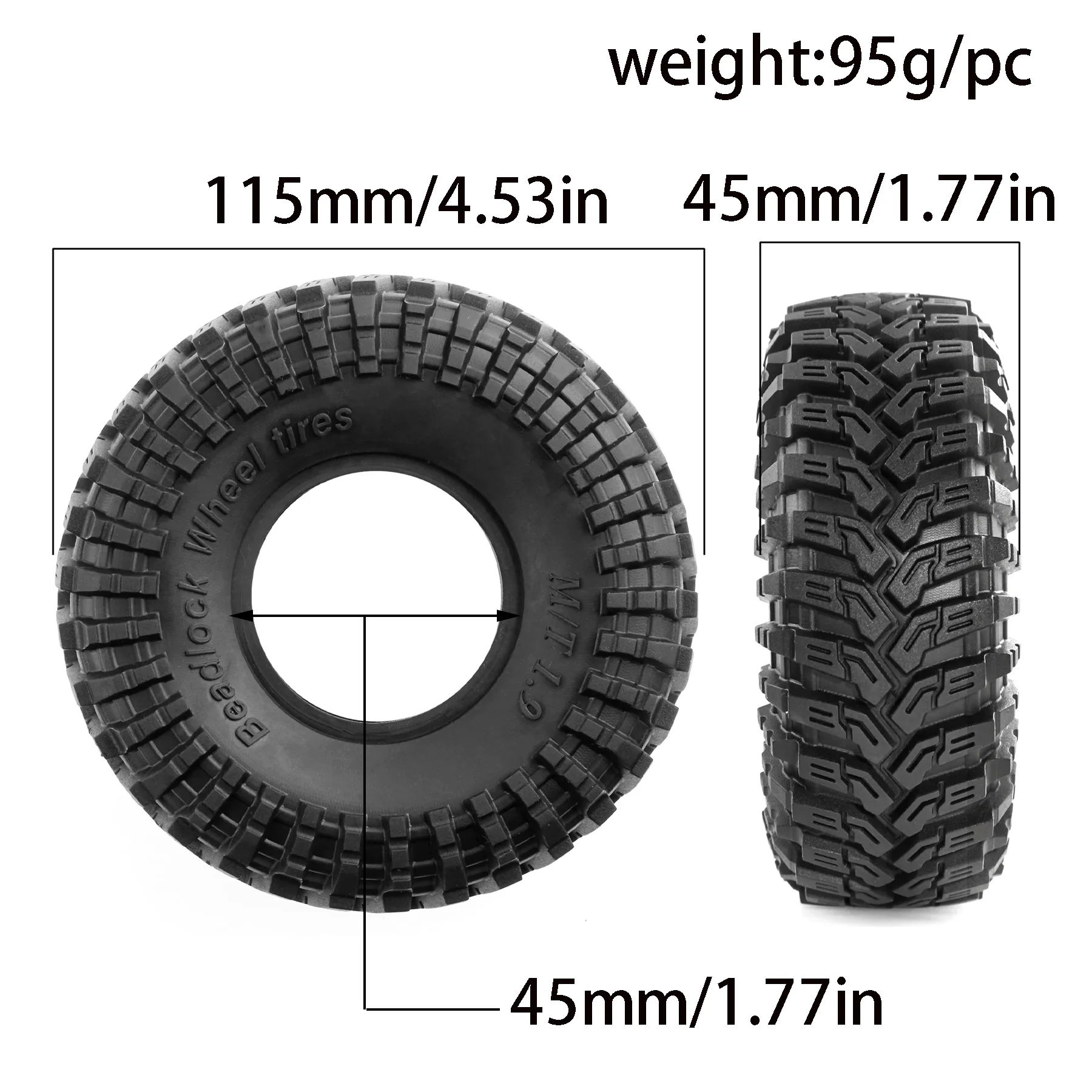 RED SPIDER 4Pcs 1.9 Inch RC Crawler Tires Soft Rubber Off‑Road Tyres Replacement for 1/10 RC Rock Crawler Axial SCX10 TRX4 D90 RC Car Upgrade Parts