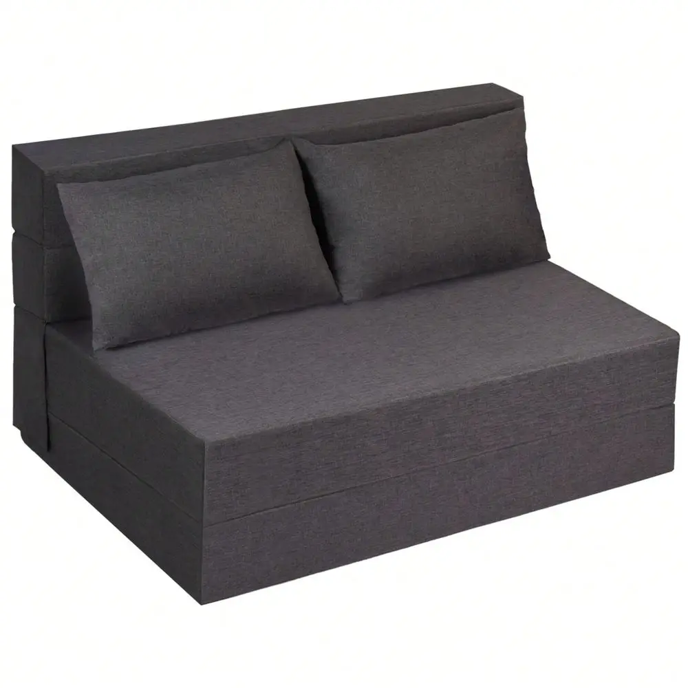 Sofa Bed With 2 Pillows, Loveseat Futon Sleeper Chair With Washable Cover, Convertible Futon Sofa Bed, Fold Out Couch For Livin