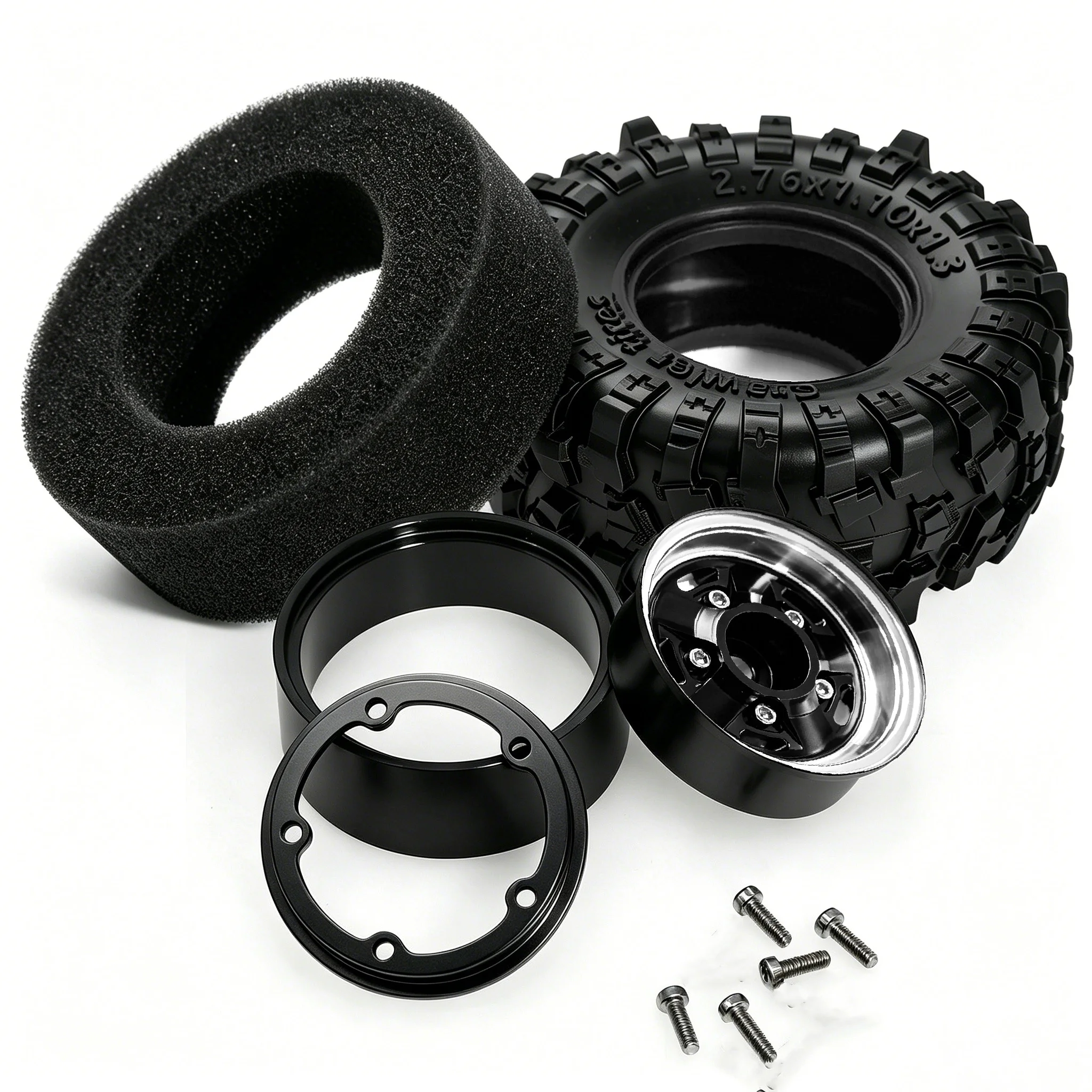 RED SPIDER 4Pcs 1.3 Inch 70mm RC Crawler Rubber Tires Metal Beadlock Wheel Rims Off‑Road Tyre Set for 1/18 1/24 RC Crawler Axial SCX24 FMS FCX24 RC Car Upgrade Spare Parts