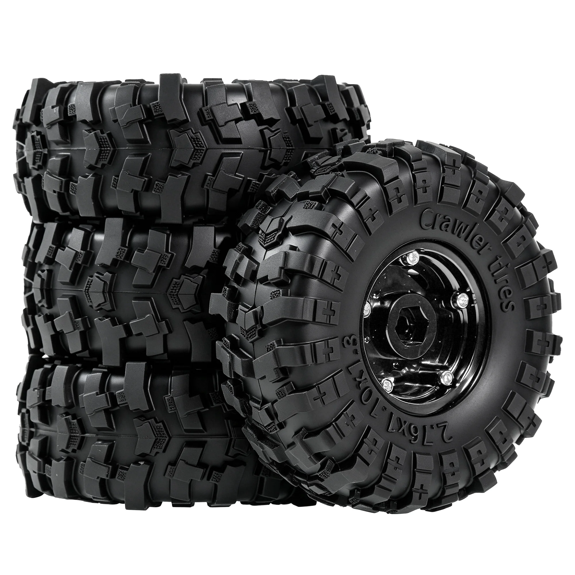 RED SPIDER 4Pcs 1.3 Inch 70mm RC Crawler Rubber Tires Metal Beadlock Wheel Rims Off‑Road Tyre Set for 1/18 1/24 RC Crawler Axial SCX24 FMS FCX24 RC Car Upgrade Spare Parts