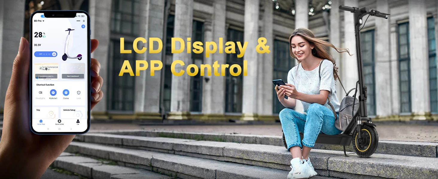 2026 New 10" Adult Electric Scooter 500W Brushless Motor 22Mph Max Speed 28Miles Max Range Double Suspension & Dual Braking Waterproof Smart App Control for Commuting