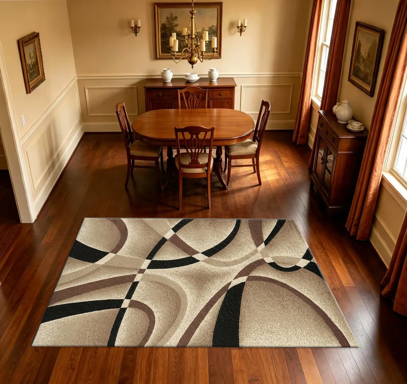 Modern Abstract Geometric Pattern Carpet Non-Slip Floor Mat Living Room Bedroom Home Decoration Carpet