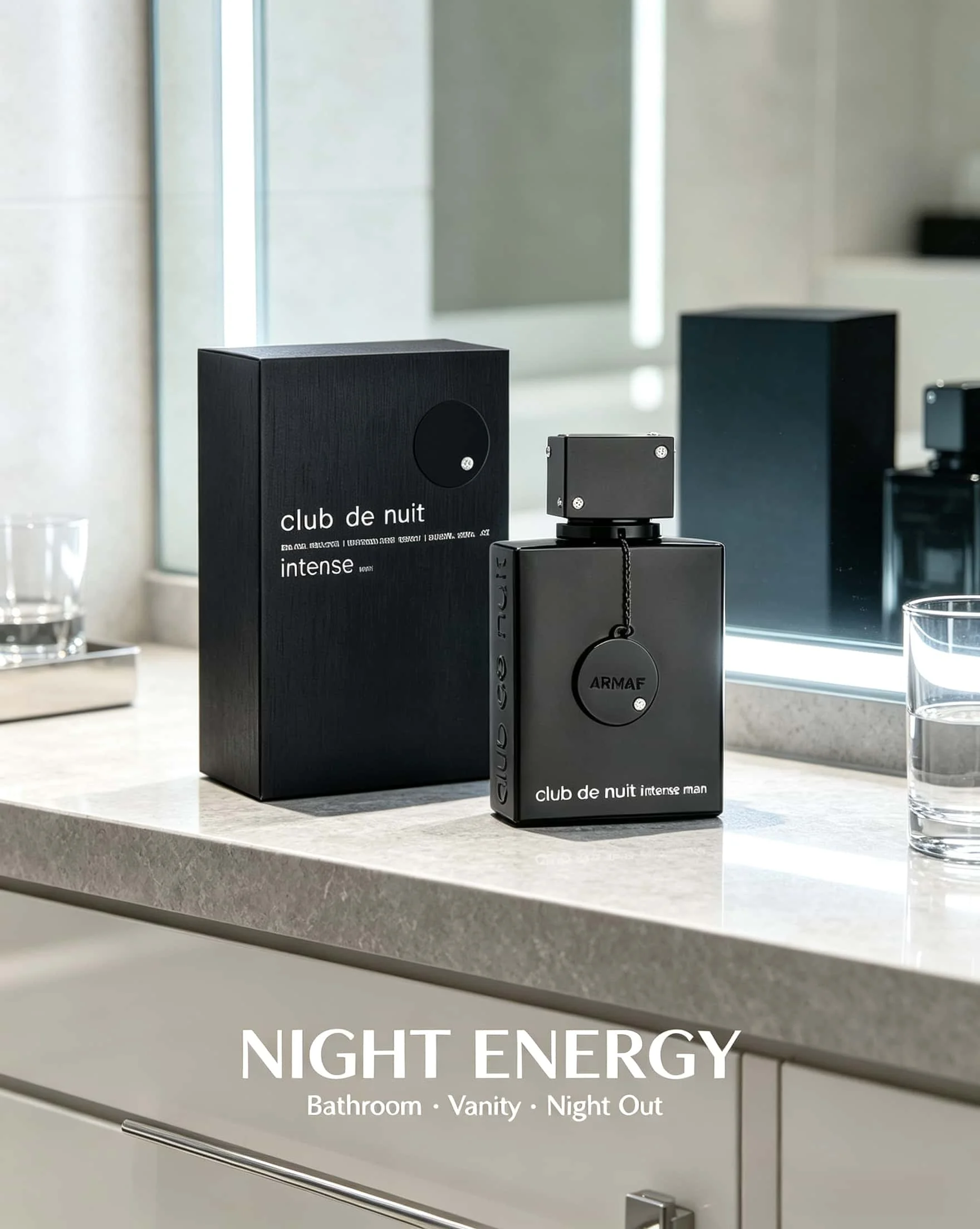 Armaf Club De Nuit Intense Man EDT 100ml Men Perfume, Matte Black Square Textured Bottle With Chain Pendant Ornament, Black Gift Box, Woody Fruity Musky Long‑Lasting Eau De Toilette Spray For Men Dating Party Gift