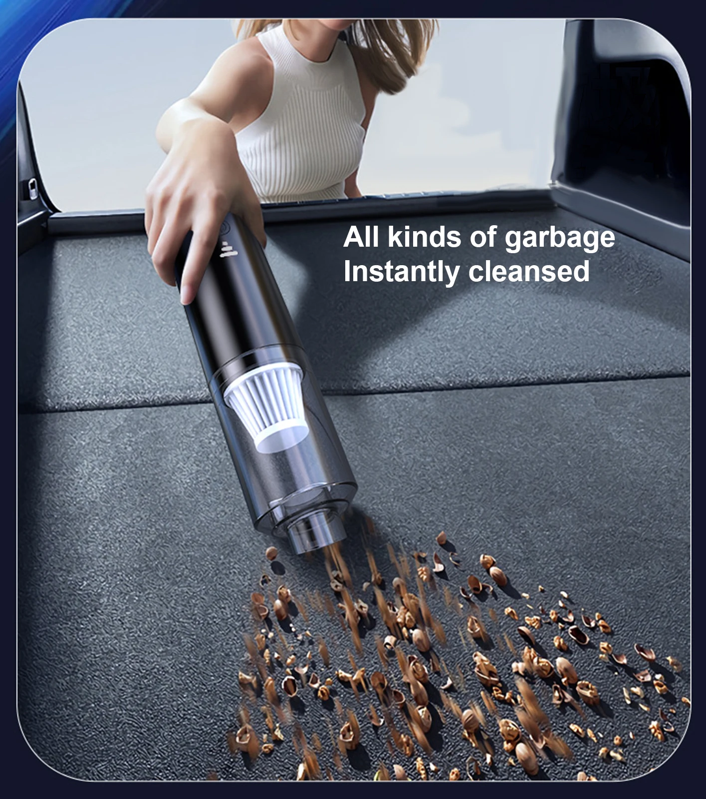 Car Vacuum Cleaner Portable Dust-Catcher with Suction Mouth Brush and Blow Mouth Low Noise Dry and Wet Use Type-C Charging Strong Suction Cordless Vacuum Sweeper for Home and Auto Interior