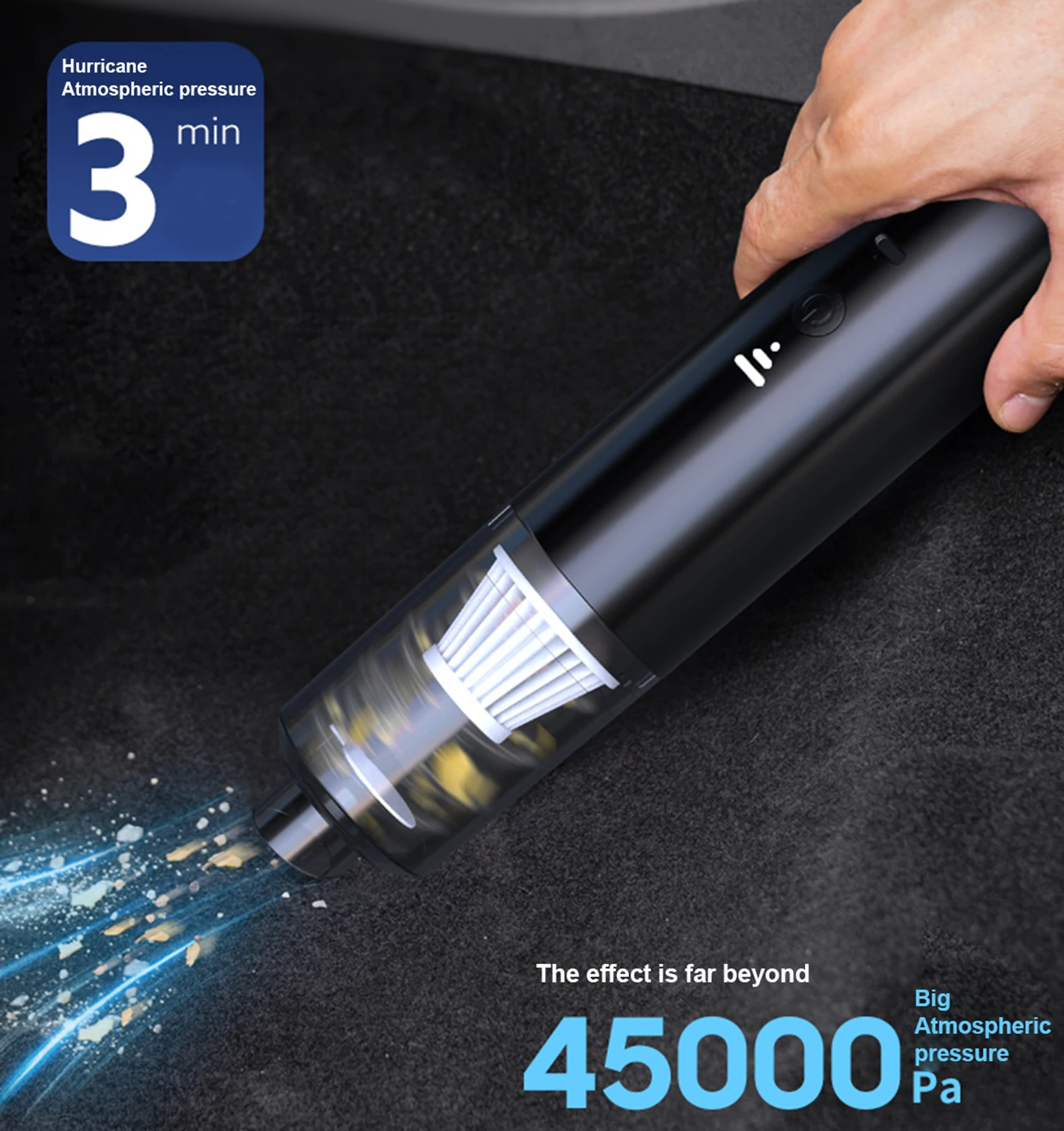 Car Vacuum Cleaner Portable Dust-Catcher with Suction Mouth Brush and Blow Mouth Low Noise Dry and Wet Use Type-C Charging Strong Suction Cordless Vacuum Sweeper for Home and Auto Interior