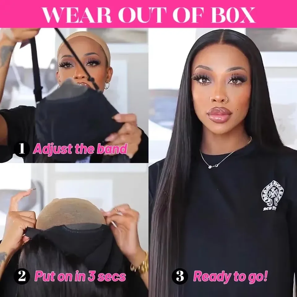 Brazilian Hair Straight 7x6 Lace Closure Glueless Wig 7x6 Glueless Wig Human Hair Ready To Wear Pre Cut Wig