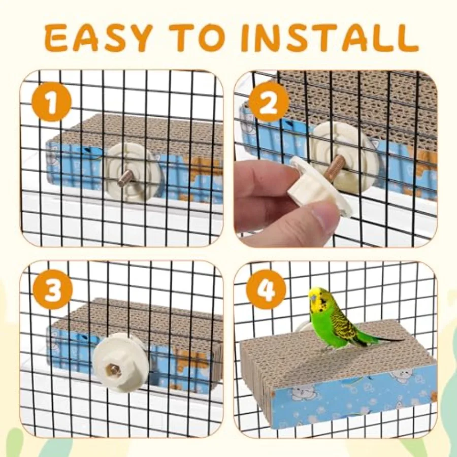 Bird Chew Toy for Parrot Cage Perch: Cardboard Platform Exercise Toy in Natural Brown, Eco-Friendly Beak-Safe