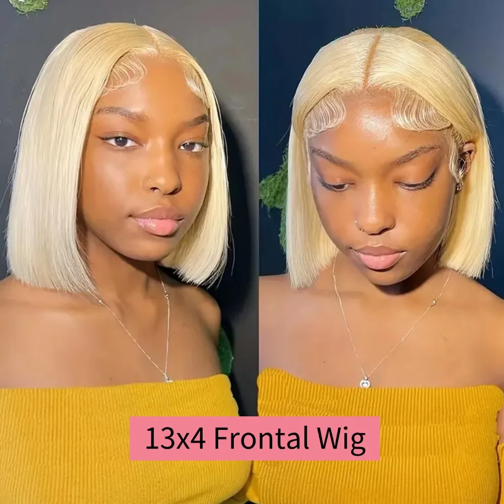 613 Transparent Lace Front Wig Short Bob Wigs 613 Blonde 13x4 13x6 HD Lace Front Human Hair Wig Brazilian Bone Straight Human Hair Bob Wig Pre Plucked with Baby Hair