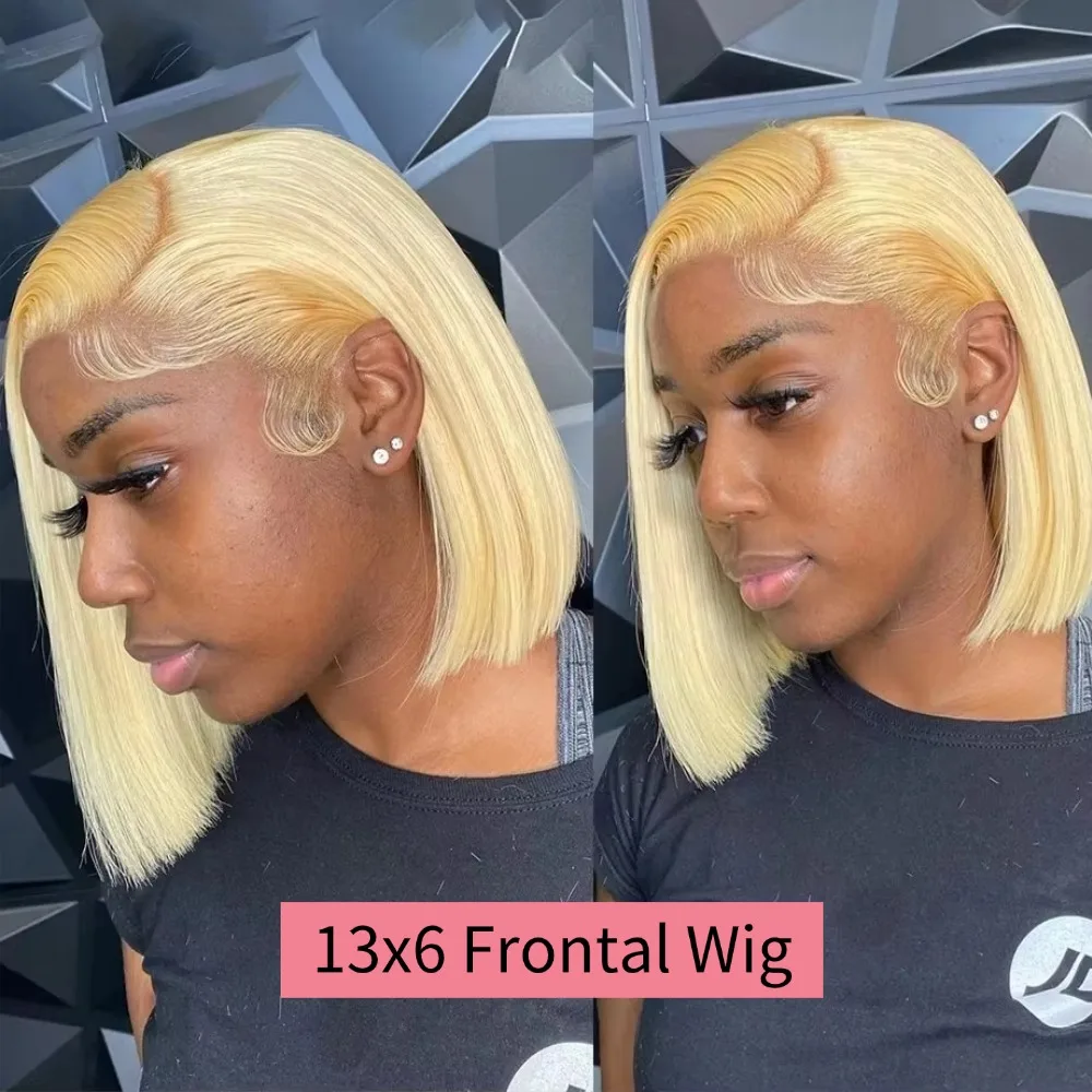 613 Transparent Lace Front Wig Short Bob Wigs 613 Blonde 13x4 13x6 HD Lace Front Human Hair Wig Brazilian Bone Straight Human Hair Bob Wig Pre Plucked with Baby Hair