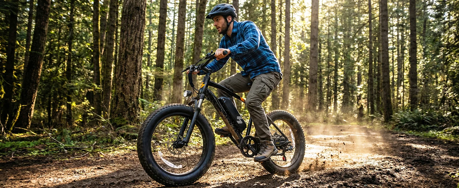 Hopepeak F10 Fat Tire Electric Bike for Adults, 20"×4.0" Fat Tire Electric Mountain Bike, Peak 1200W 48V 10.4Ah,  28MPH 55 Miles  Electric Bicycle, 7-Speed