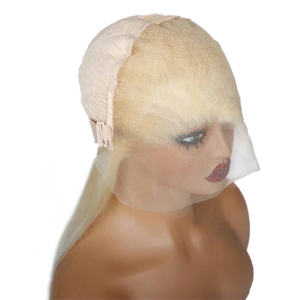Human Hair Lace Front Wig 613 Honey Blonde Straight Bob 13x6 Lace Frontal Pre Plucked With Baby Hair 200 Density Glueless Wigs