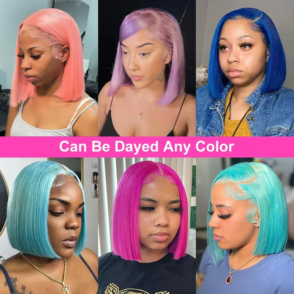 Human Hair Lace Front Wig 613 Honey Blonde Straight Bob 13x6 Lace Frontal Pre Plucked With Baby Hair 200 Density Glueless Wigs