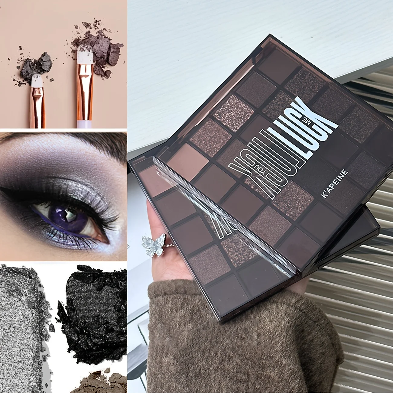 Professional Smoky Eye Makeup Palette with Mixed Matte, Pearlescent and Fine Glitter Shades, Ultra-fine Silky Texture Easy to Blend and Smudge, Single Palette to Build Deep, Dimensional and Layered Smoky Eye Makeup for All Occasions