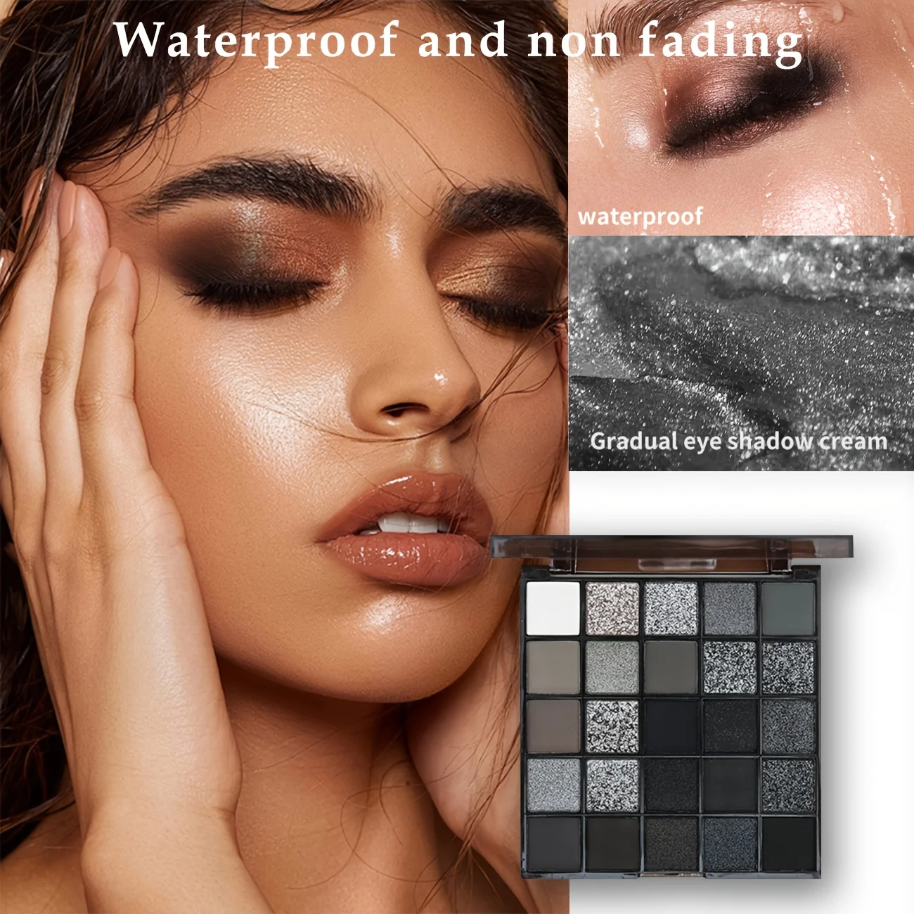 Professional Smoky Eye Makeup Palette with Mixed Matte, Pearlescent and Fine Glitter Shades, Ultra-fine Silky Texture Easy to Blend and Smudge, Single Palette to Build Deep, Dimensional and Layered Smoky Eye Makeup for All Occasions