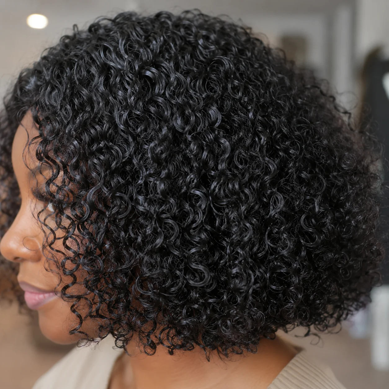TIMOPOL 10 Inch Short Curly Bob Jerry Curly Human Hair Wig 13x4 Lace Front, #1B Natural Black Glueless Wig Pre Plucked Hairline with Baby Hair for Black Women Daily Party