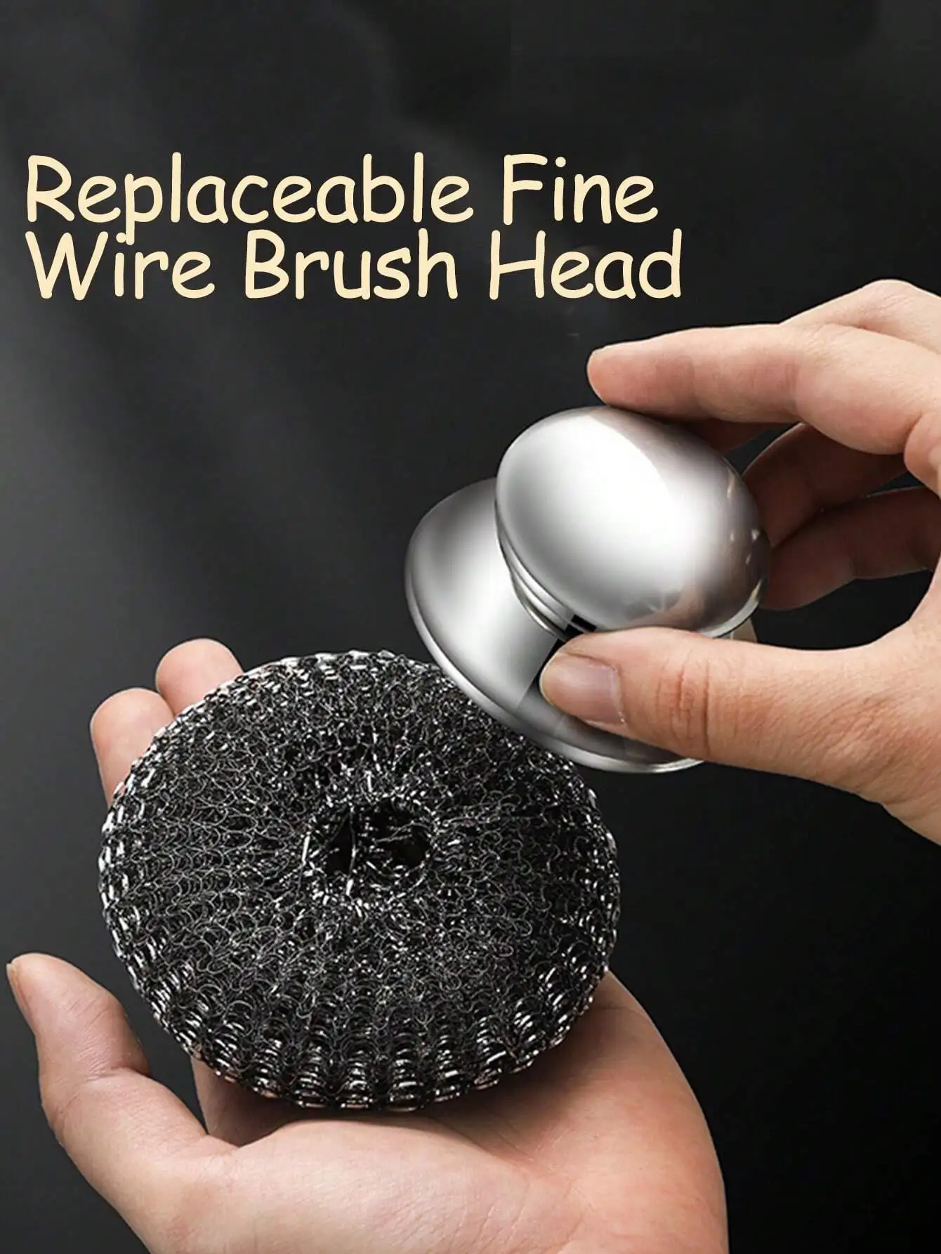 1/2 Pcs Stainless Steel Pot Brush With Handle, Heavy Duty Dish Scrubber Scouring Pad, Steel Wool Cleaning Brush, Suitable For Pots, Pans, Grill, Sink