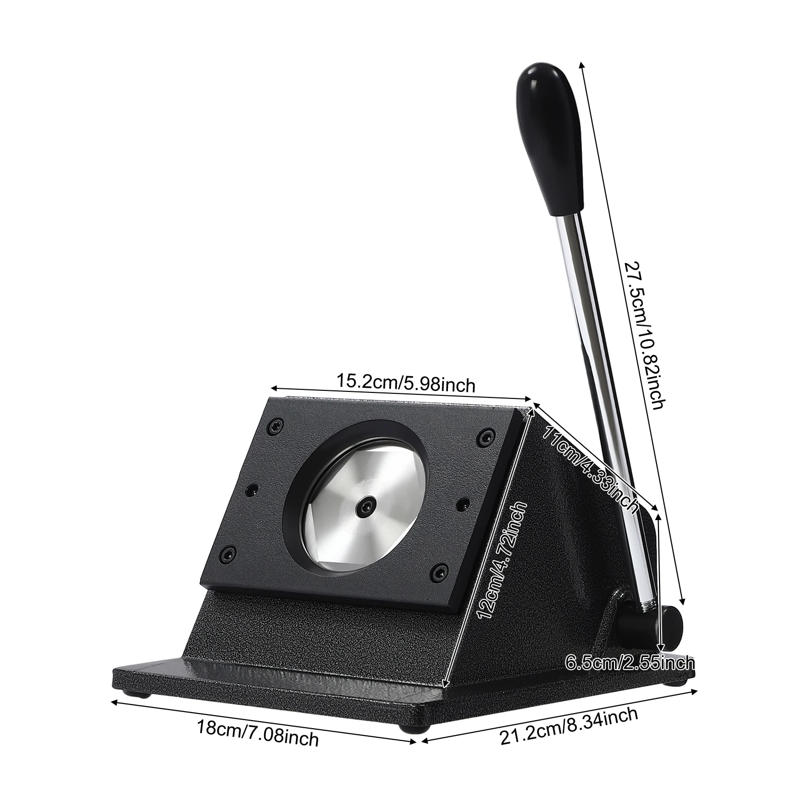 2.74in Punch Die Cutter, 8.3x7in Stable Base, Long Lever Handle 10.8in, Built-in Limit Port Anti-Overpressure, for Badge Medal Making, Paper Photo Cardboard Cutting