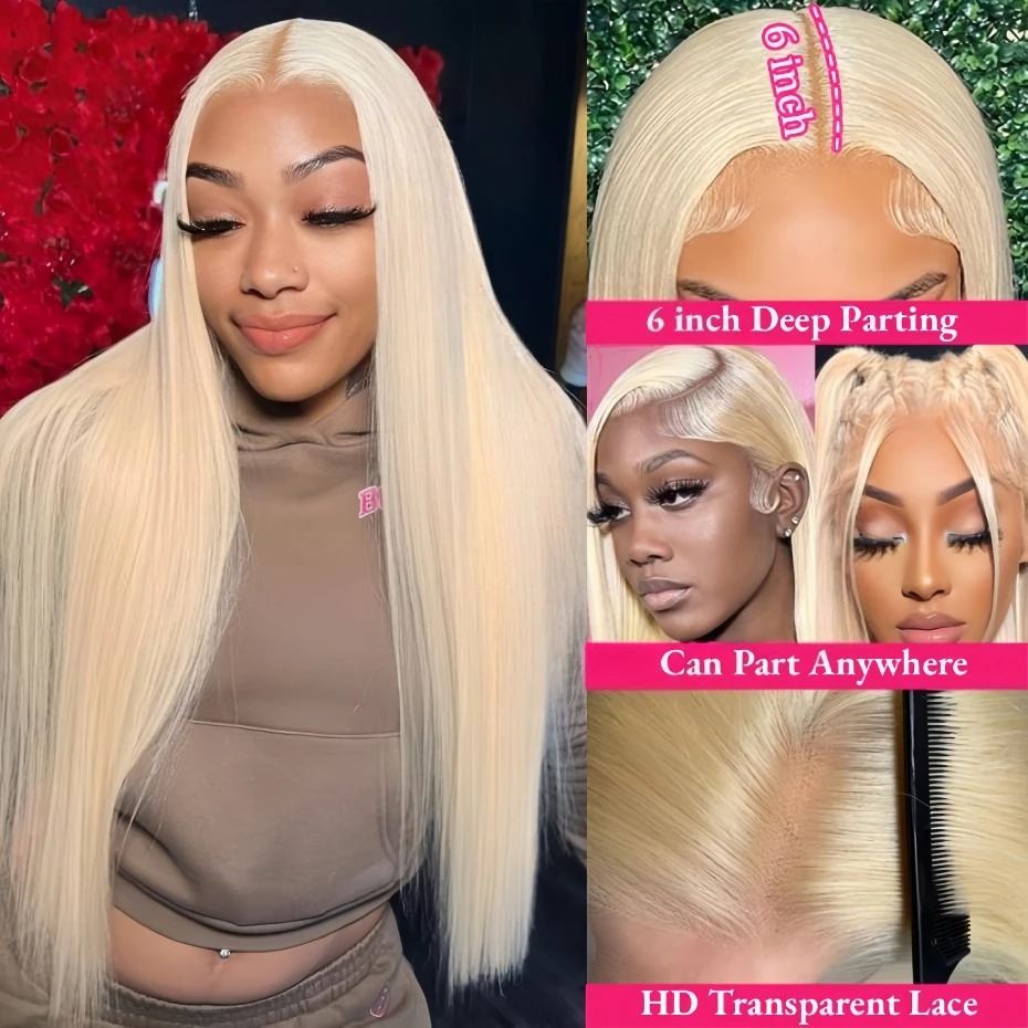 613 Colored Human Hair Wigs Blonde 13x4 HD Lace Front Wigs 200% 220% Density 13x6 Transparent Lace Frontal Wig Pre Plucked With Natural Hairline 360 Full Lace Wig