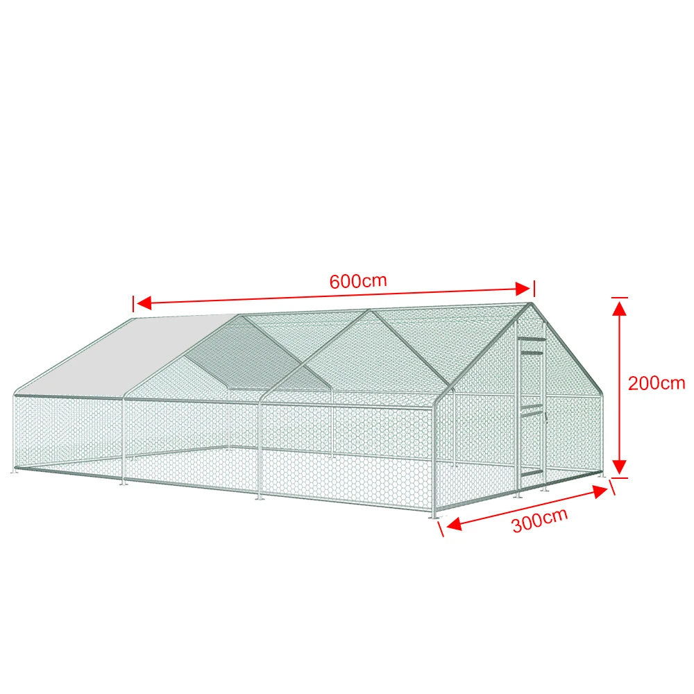 Heavy-Duty Large Metal Chicken Coop Run 6M X 3M 20ft X 10ft Sturdy Metal Frame Outdoor Backyard Garden Farm Poultry Pen for Hens Ducks Rabbits