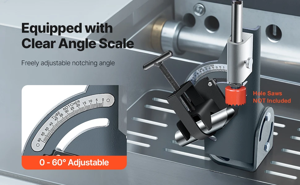 SucceBuy Pipe Notcher 1/2 to 2-inch Tubing Notcher with 0 to 60° Adjustable Angle Pipe and Tube Notching Tool for Repair Shops