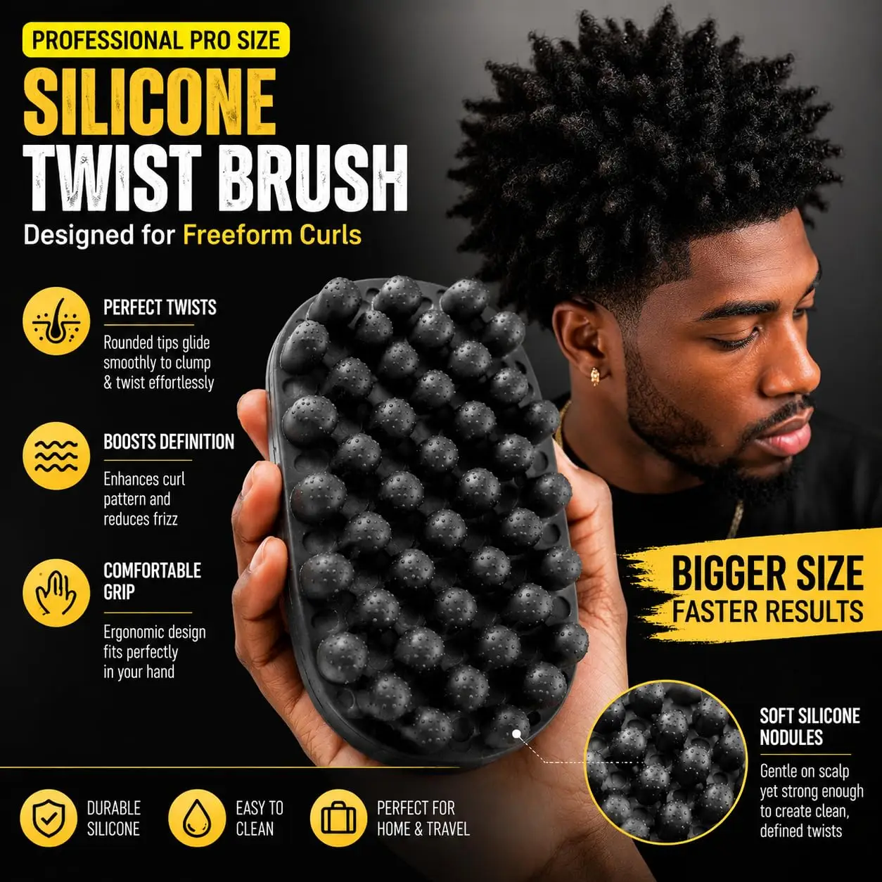 2Pcs Hair Styling Set Wave Twist Sponge Brush & Afro Pick Comb For Men Women Dreadlock Coily Curly Hair DIY Braid Styling Tool