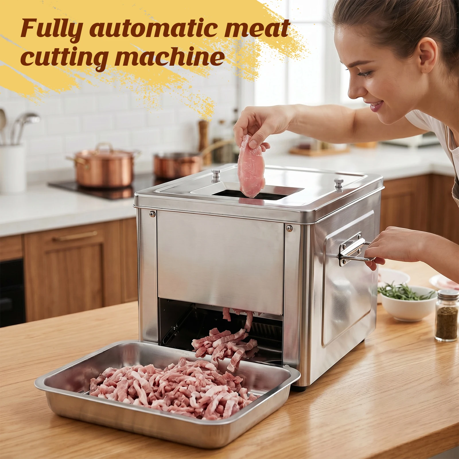 Commercial 850W Stainless Steel Electric Meat Slicer Household Meat Grinder Automatic Fish Vegetable Cutter Fillet Shredded Cut