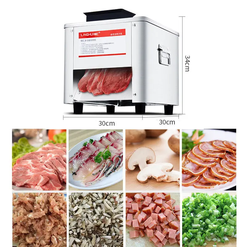 Commercial 850W Stainless Steel Electric Meat Slicer Household Meat Grinder Automatic Fish Vegetable Cutter Fillet Shredded Cut