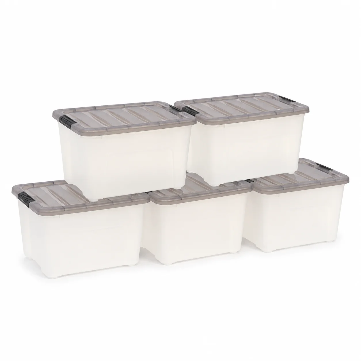 40 Qt Plastic Storage Bins with Lids 5‑Pack Stackable Storage Tote Containers Household Organizer for Garage Basement Closet Bedroom Toys Sundries Storage