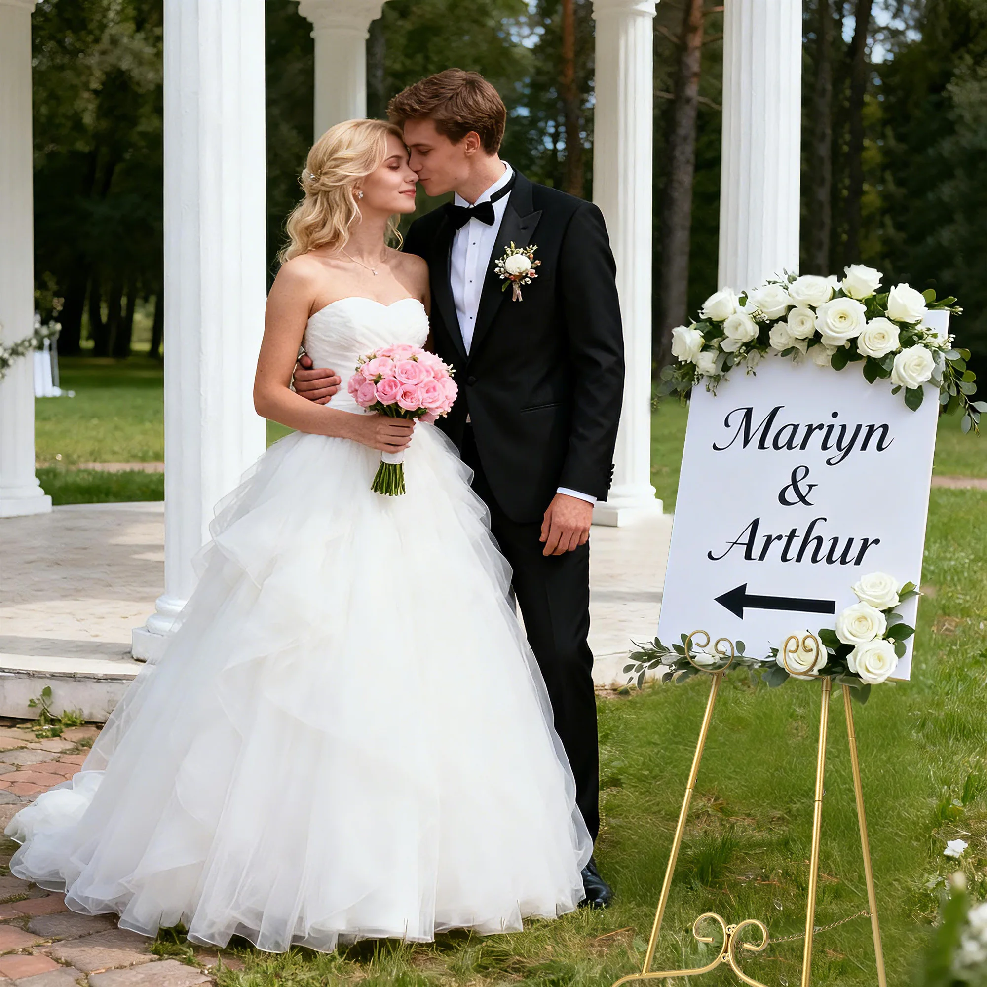 Heavy Duty Adjustable Sign Holder Stand, 3-Level Height & Angle Metal Easel for Wedding Welcome Sign, Photo Frame Display with Non-Slip Base for Indoor/Outdoor Events, Art Exhibition, Cafe Promotion