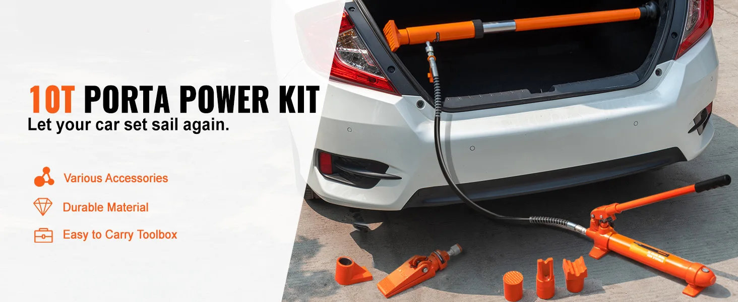 SucceBuy 10 Ton Hydraulic Jack Air Pump Lift Ram Body Frame Porta Power Repair Kits Multi-functional Auto Body Frame Repair Kits