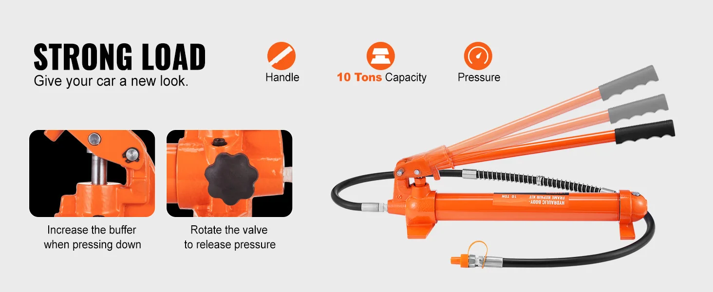 SucceBuy 10 Ton Hydraulic Jack Air Pump Lift Ram Body Frame Porta Power Repair Kits Multi-functional Auto Body Frame Repair Kits