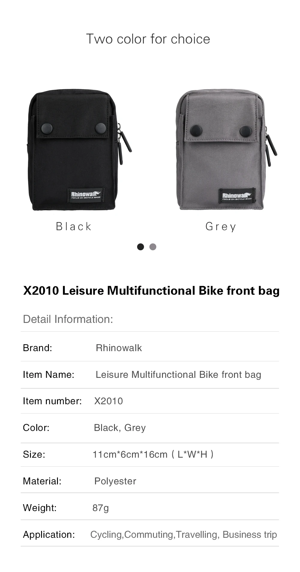 Rhinowalk Handlebar Bag Waterproof Bicycle Bags Frame Pannier Bag Multifunction Portable Shoulder Bag Bike Accessorie