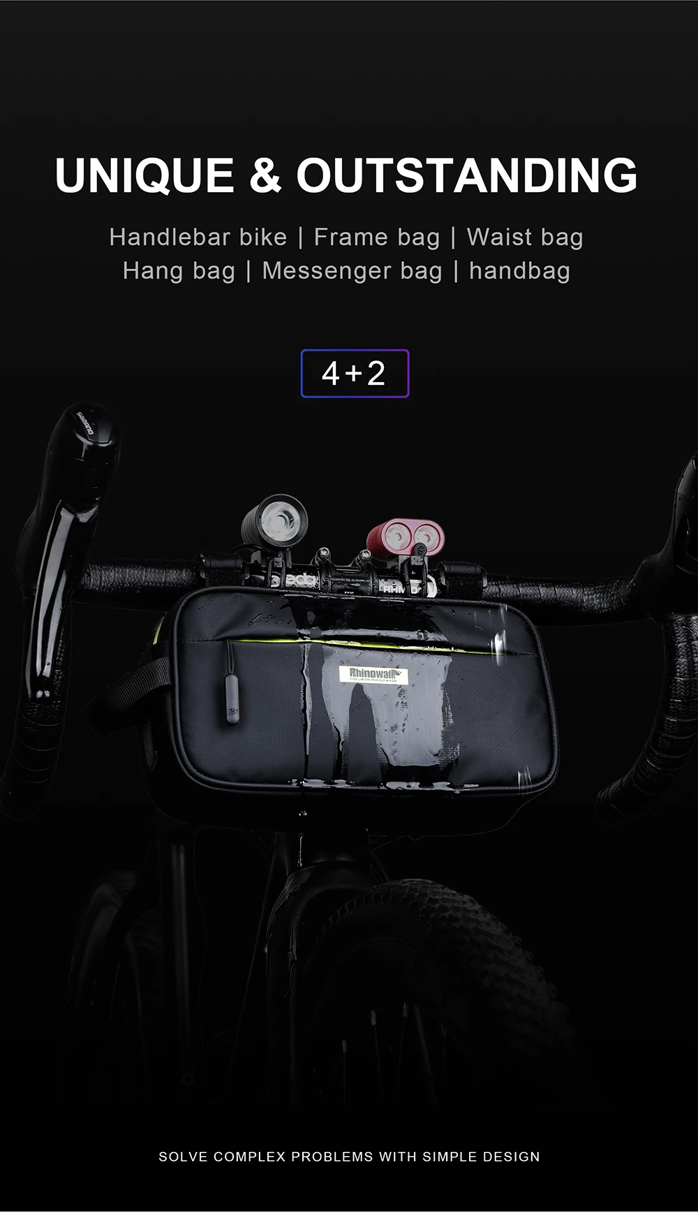 Rhinowalk Handlebar Bag Waterproof Bicycle Bags Frame Pannier Bag Multifunction Portable Shoulder Bag Bike Accessorie