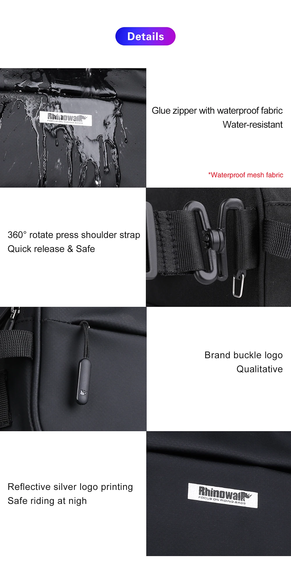 Rhinowalk Handlebar Bag Waterproof Bicycle Bags Frame Pannier Bag Multifunction Portable Shoulder Bag Bike Accessorie