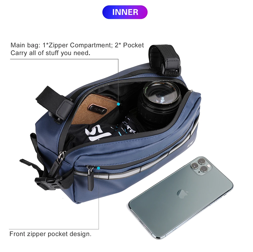 Rhinowalk Handlebar Bag Waterproof Bicycle Bags Frame Pannier Bag Multifunction Portable Shoulder Bag Bike Accessorie