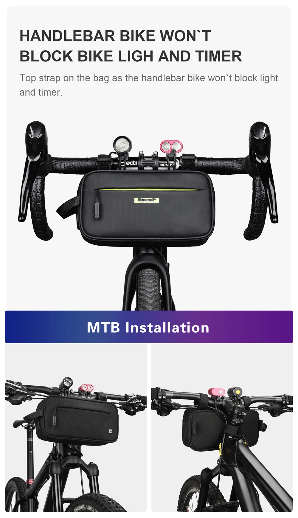 Rhinowalk Handlebar Bag Waterproof Bicycle Bags Frame Pannier Bag Multifunction Portable Shoulder Bag Bike Accessorie