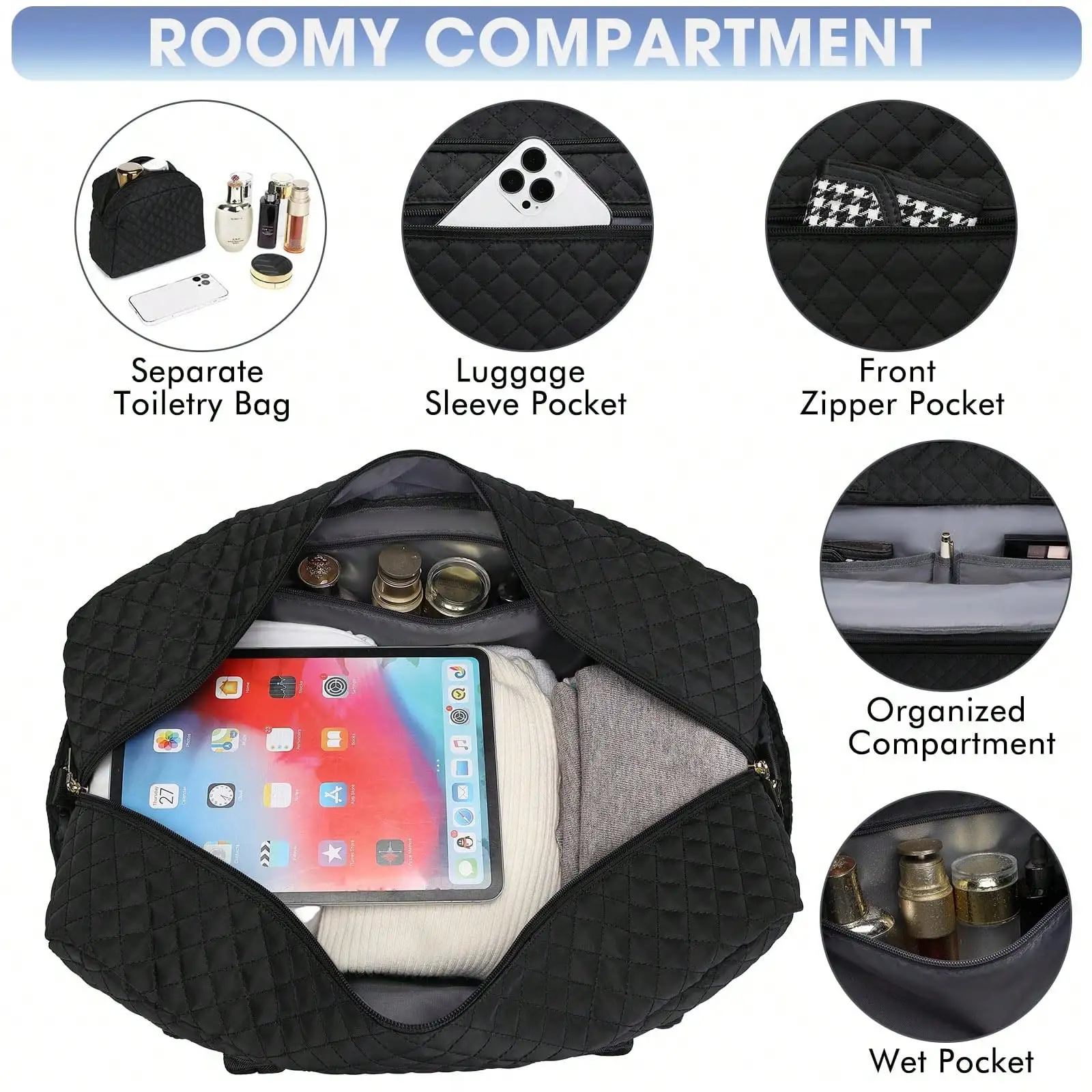 Large Women Travel Duffle Bag - Carry On Overnight Bag Weekend Travel Duffel Tote Bag Yoga Gym Bag With Wet Pocket Toiletry Weekender Overnight Bag For Travel Business Trips Sport , Personal Item Travel Bag With Shoes Compartment