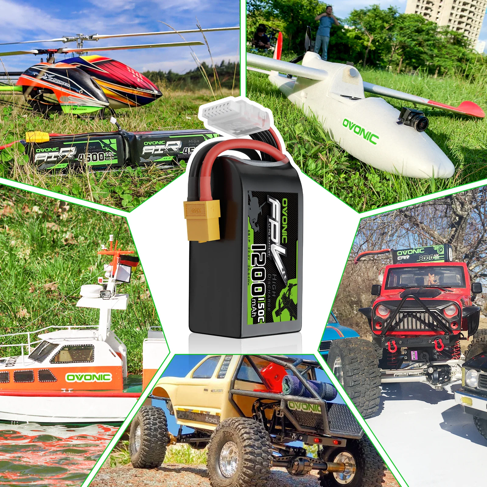 OVONIC 6S Lipo Battery 1200mAh 150C 22.2V XT60 Plug FPV Drone Battery for FPV Racing Freestyle Drones