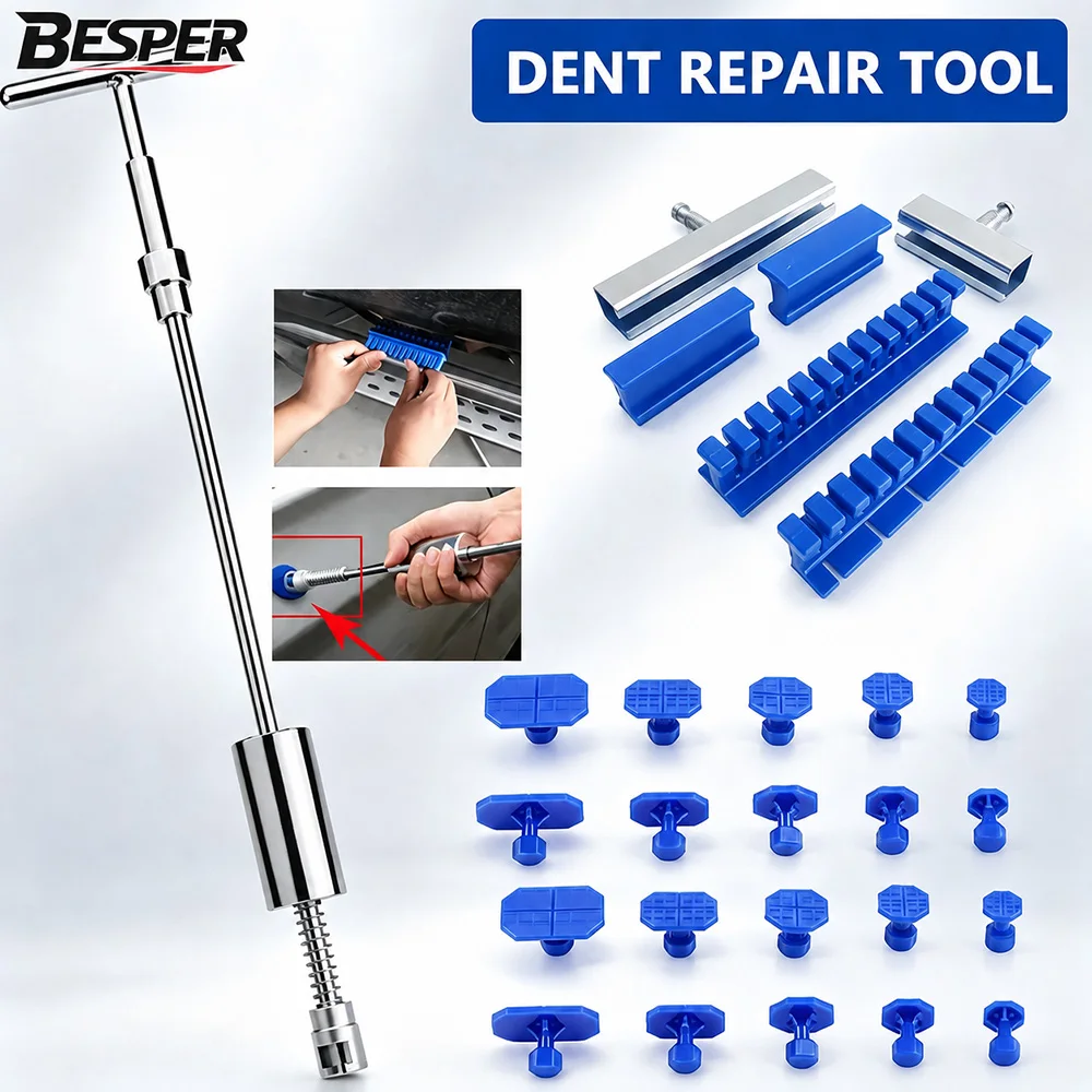 Paintless Dent Repair Tool Kit Car Dent Puller Set Auto Body Dent Removal Tools with Pulling Tabs for Car Body Hail Damage Repair