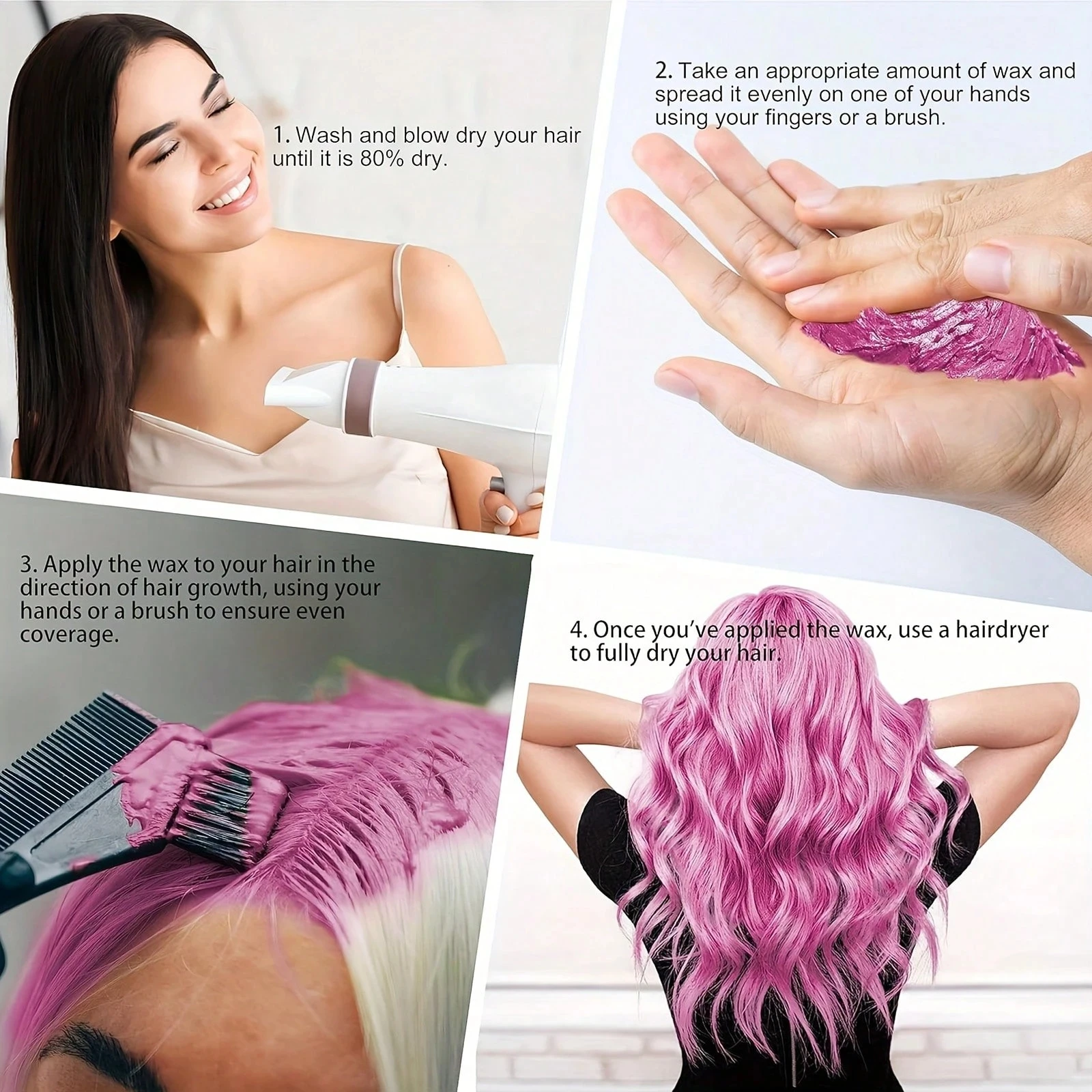 120g Hair Color Wax Temporary Hair Dye Wax Washable Hair Coloring Styling Pomade Cream for Men Women Unisex DIY Hairstyle Party Cosplay Strong Hold Easy Wash Out Hair Color Wax