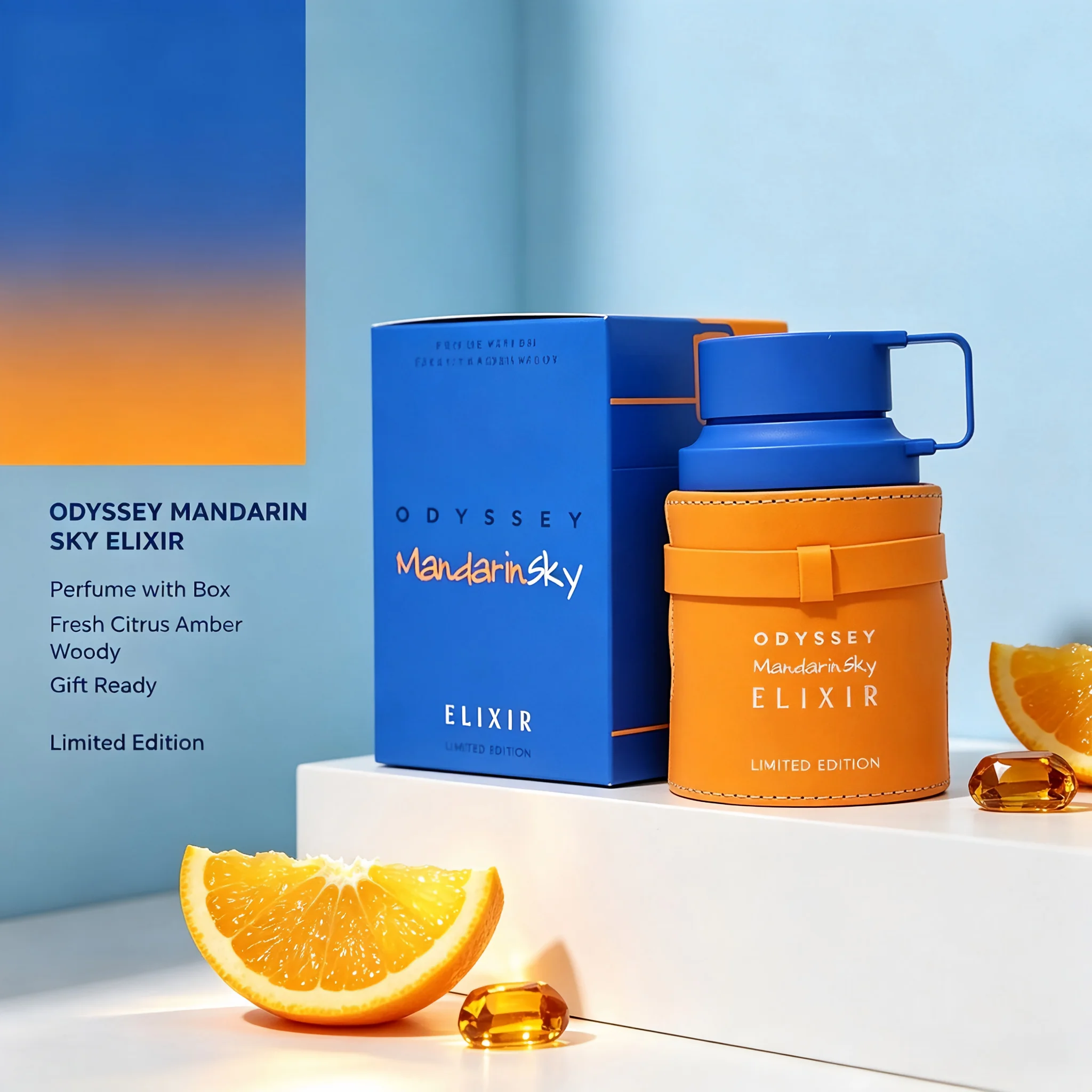 Armaf Odyssey Mandarin Sky Elixir Men's EDP, 3.4 oz/100ml, 1 Bottle, Fresh Citrus Amber Woody Long Lasting Cologne, Men's Fragrance Gift, Birthday, Fall, Halloween, Thanksgiving, Black Friday, Christmas, New Year Holiday Gift