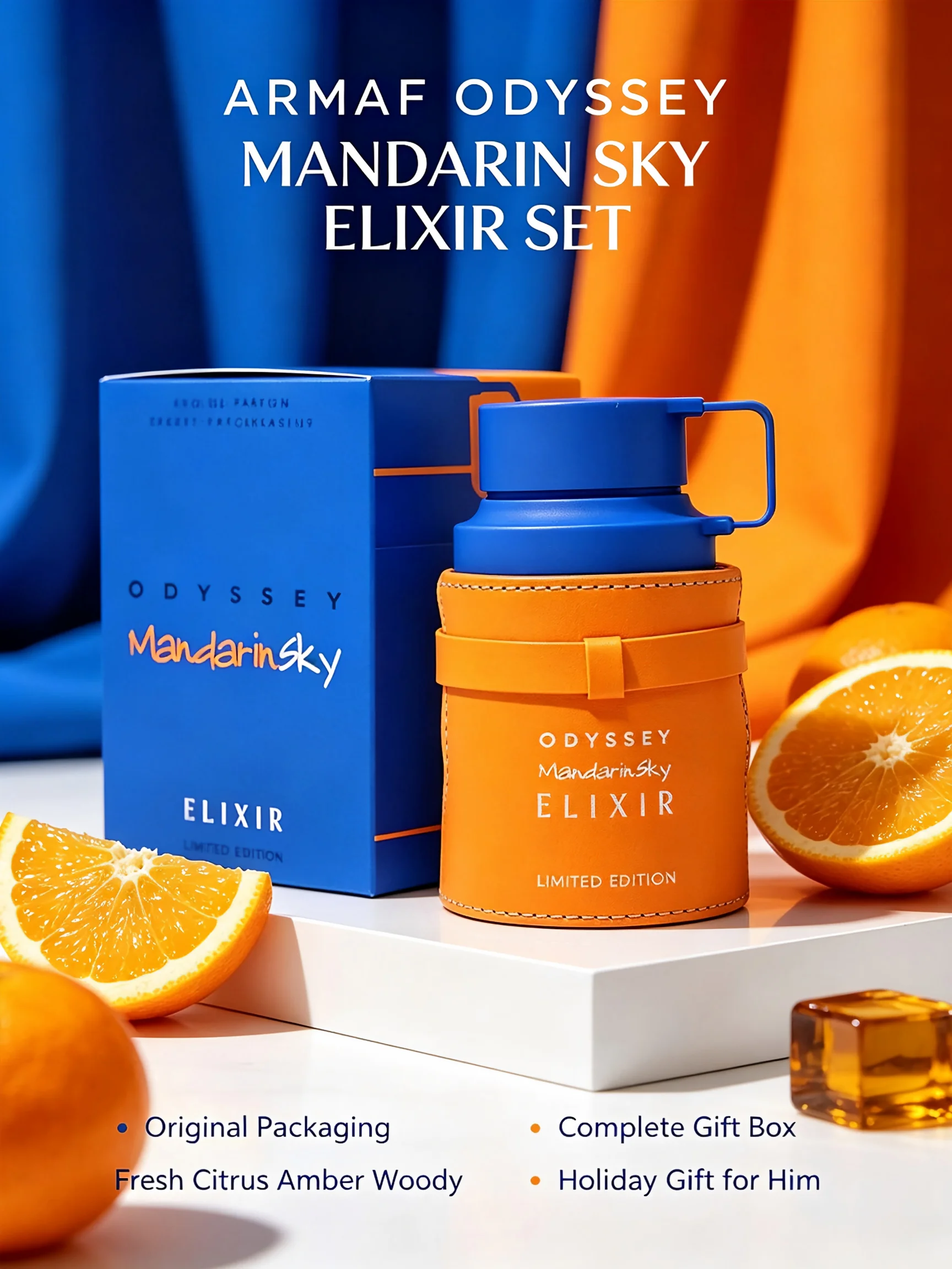 Armaf Odyssey Mandarin Sky Elixir Men's EDP, 3.4 oz/100ml, 1 Bottle, Fresh Citrus Amber Woody Long Lasting Cologne, Men's Fragrance Gift, Birthday, Fall, Halloween, Thanksgiving, Black Friday, Christmas, New Year Holiday Gift
