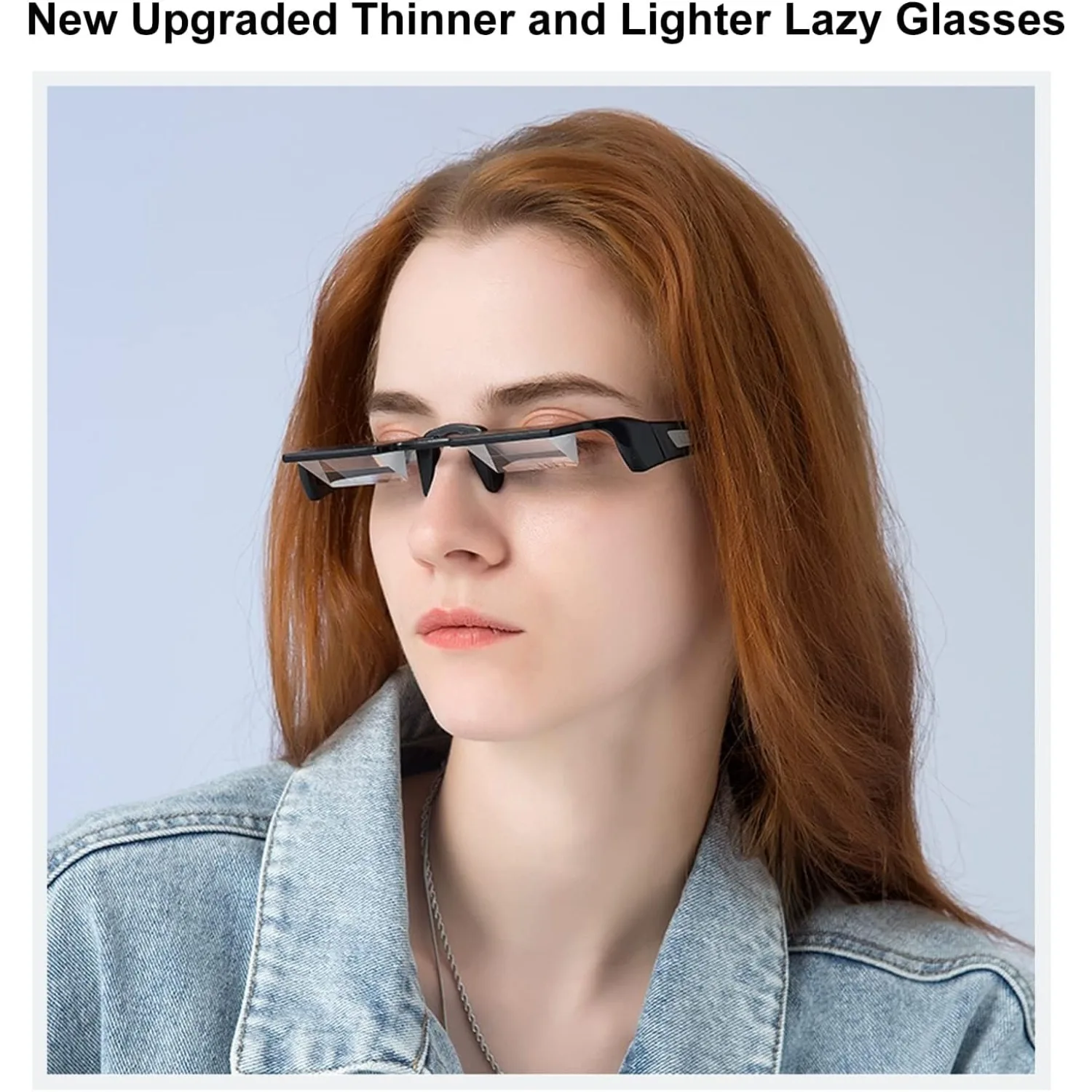 okcsc Lazy Reading Glasses Light Thinner Horizontal HD Glasses for Lying Down to Watch TV/Mobile Reading Books 90°Angle Prism Lazy Readers Glasses