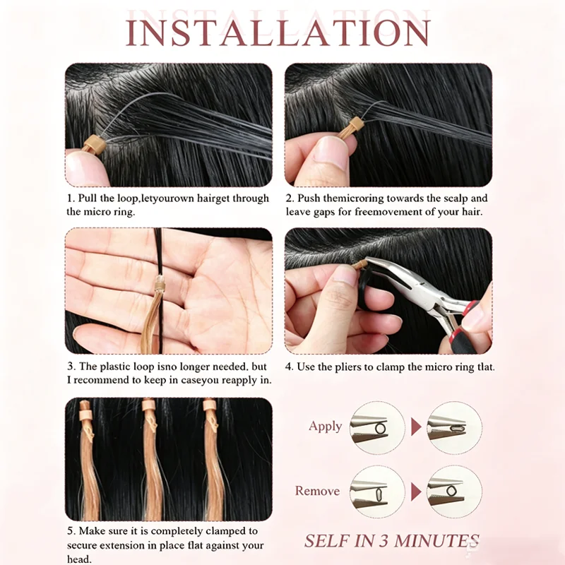 High Quality Micro Loop Human Hair Extensions Straight Silky Smooth 12 Inch To 20 Inch 30G Glossy Micro Link Hair For Daily Beauty Styling
