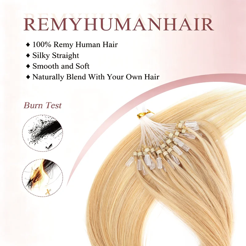 High Quality Micro Loop Human Hair Extensions Straight Silky Smooth 12 Inch To 20 Inch 30G Glossy Micro Link Hair For Daily Beauty Styling
