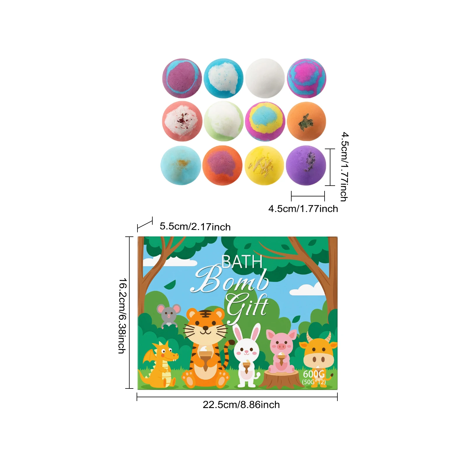 12PCS Multi Color Body Bathing Ball Set Fresh Fragrance Moisturizing Improve Skin Texture Enhance Smoothness Non-tight Body Bathing Ball Kit for Festival Gift