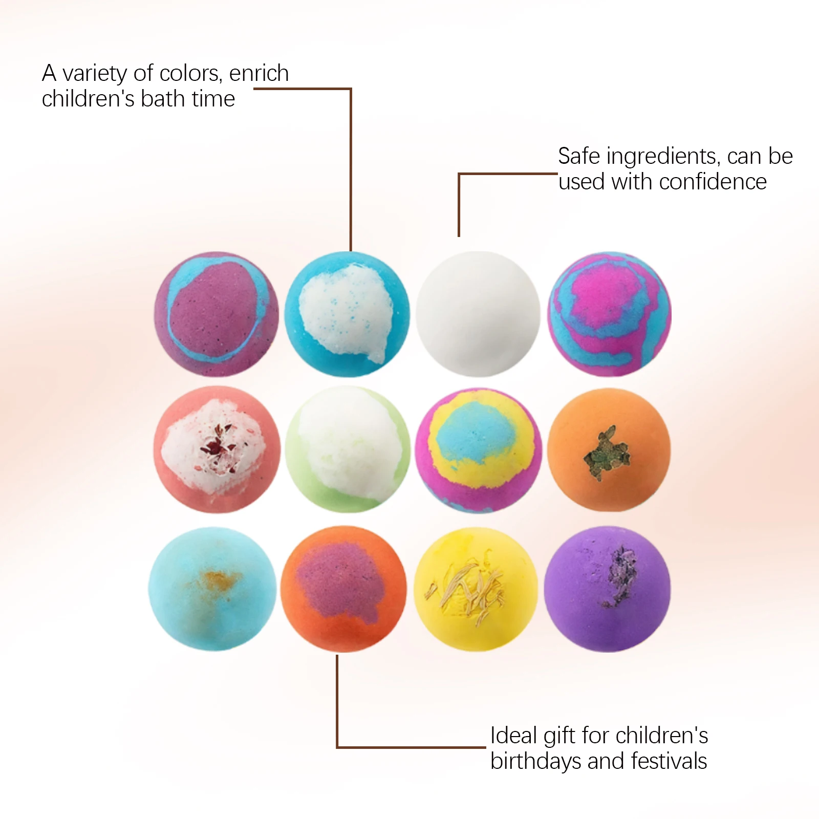 12PCS Multi Color Body Bathing Ball Set Fresh Fragrance Moisturizing Improve Skin Texture Enhance Smoothness Non-tight Body Bathing Ball Kit for Festival Gift