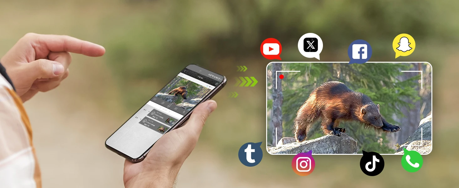 TMEZON 4G LTE Wildlife Camera with Mobile Phone Transfer App, 2.7K Solar Hunting Camera with SIM Card, PIR Motion Sensor, Night Vision NO SD CARD